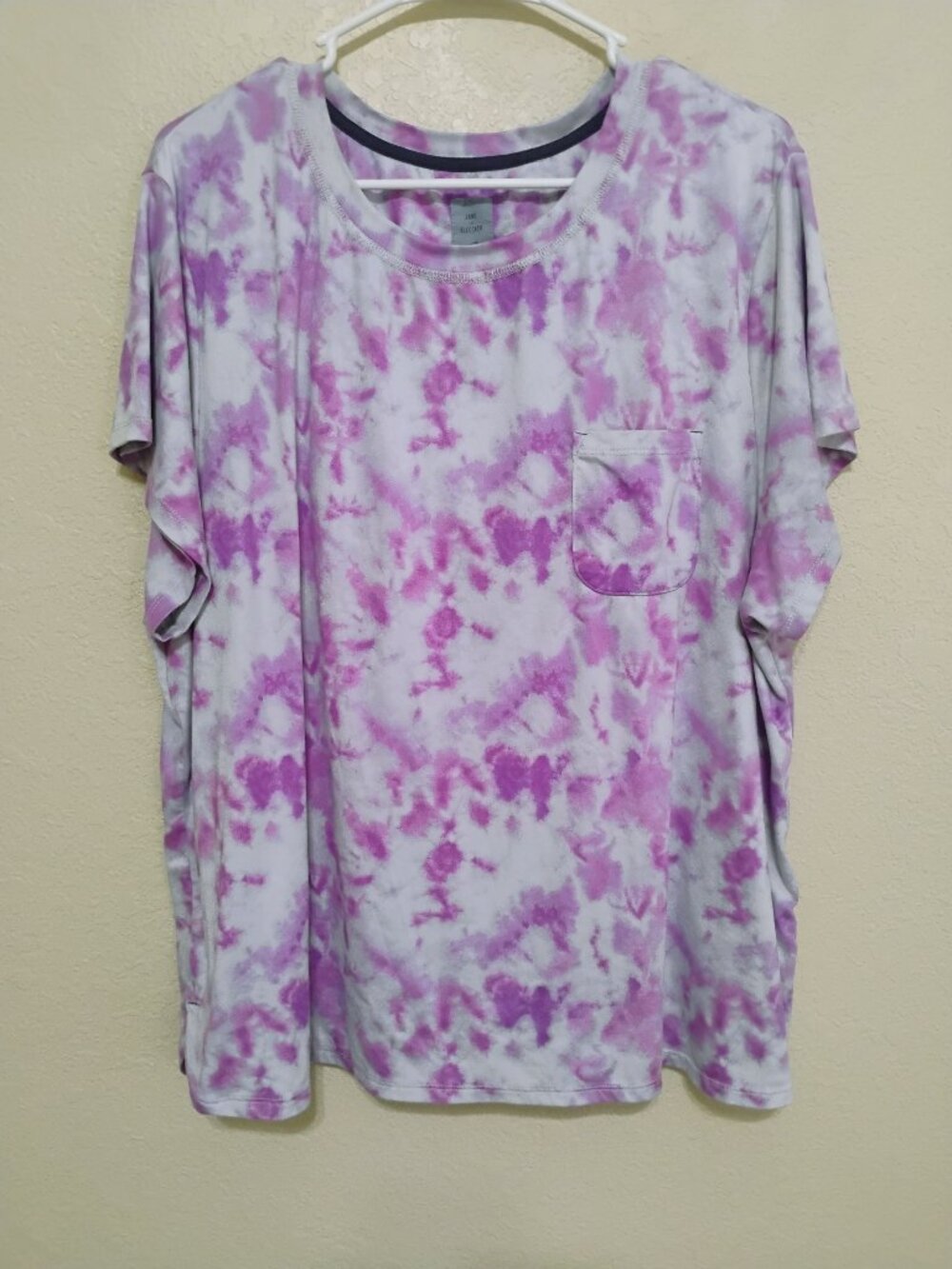 Jane and Bleecker Tie Dye Pocket Tee XXL Pink Purple Top